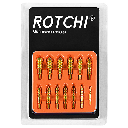 Paquete de 13 piezas de juego de puntas de latón para limpieza de pistolas, paquete de tarjeta blíster