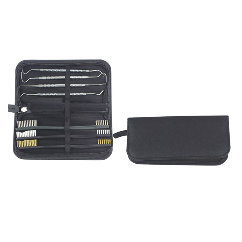Kit de limpieza de armas, 3 cepillos multiusos y 4 ganchos/púas de acero inoxidable