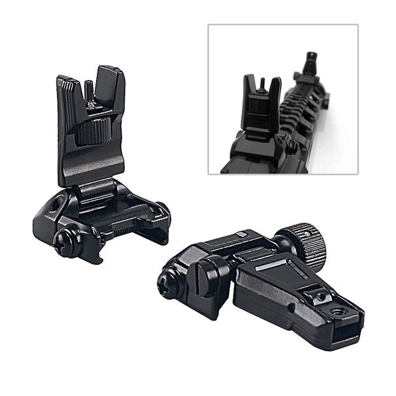 Metal perfil bajo Offset Flip-up transición rápida respaldo vista trasera delantera juego de hierro Rifle táctico Ar15 negro