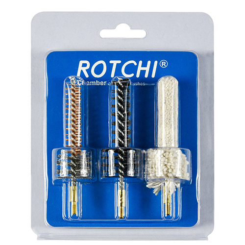 Set de cepillo para limpieza de recámaras de fusil 3 en 1, en blister y tarjeta. Disponible