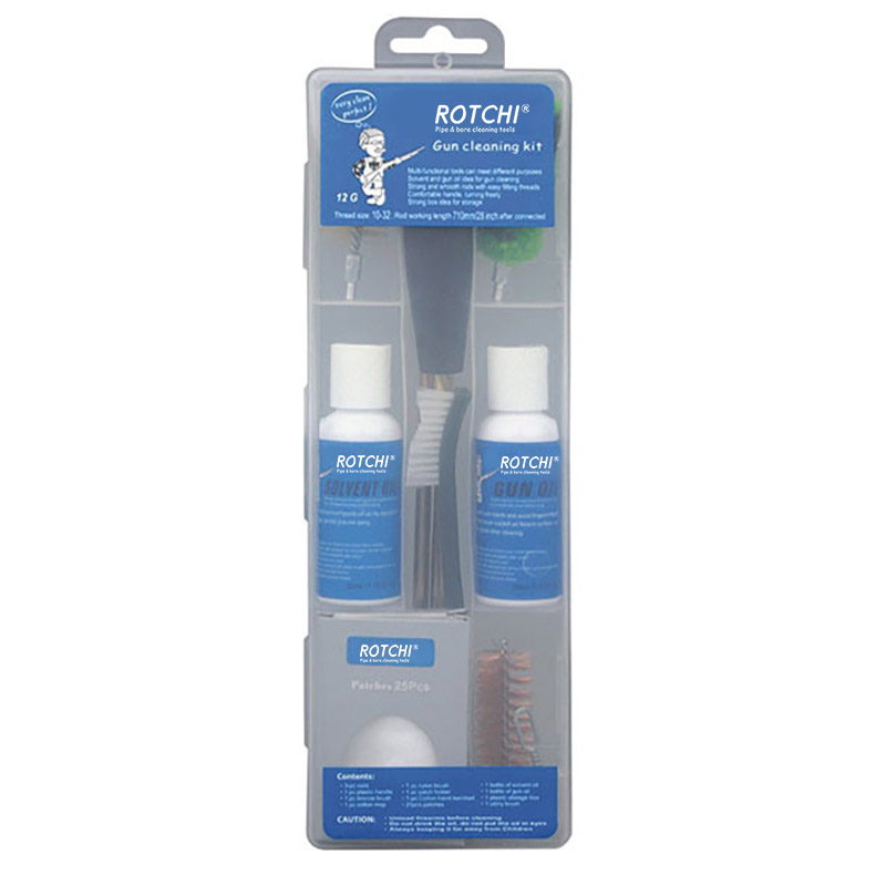 Kit de limpieza de pistola de aire comprimido con caja transparente y botella de aceite