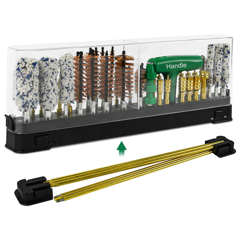 Kit de limpieza de armas Universal, accesorios, suministros universales profesionales para todas las armas, Kit de limpieza con carcasa de plástico transparente