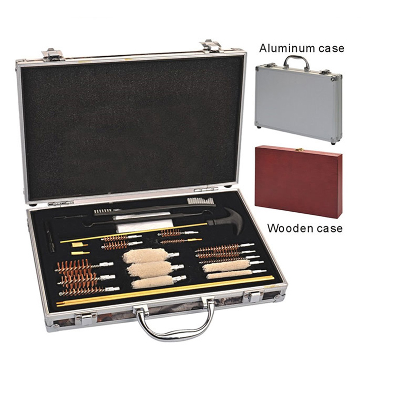 Kit de limpieza de pistola universal Estuche de aluminio 2 juegos de varillas de limpieza de pistola