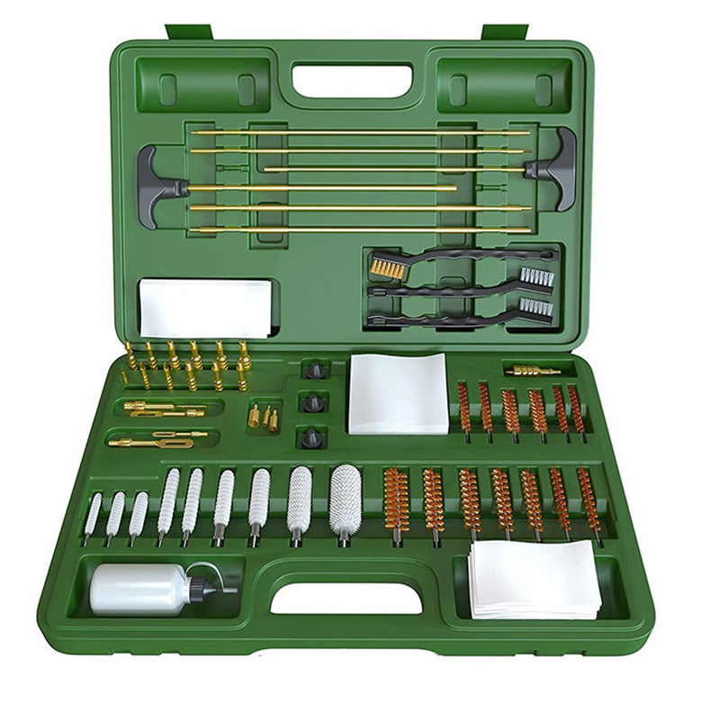 Kit de limpieza de pistola universal Estuche de plástico verde de gran tamaño